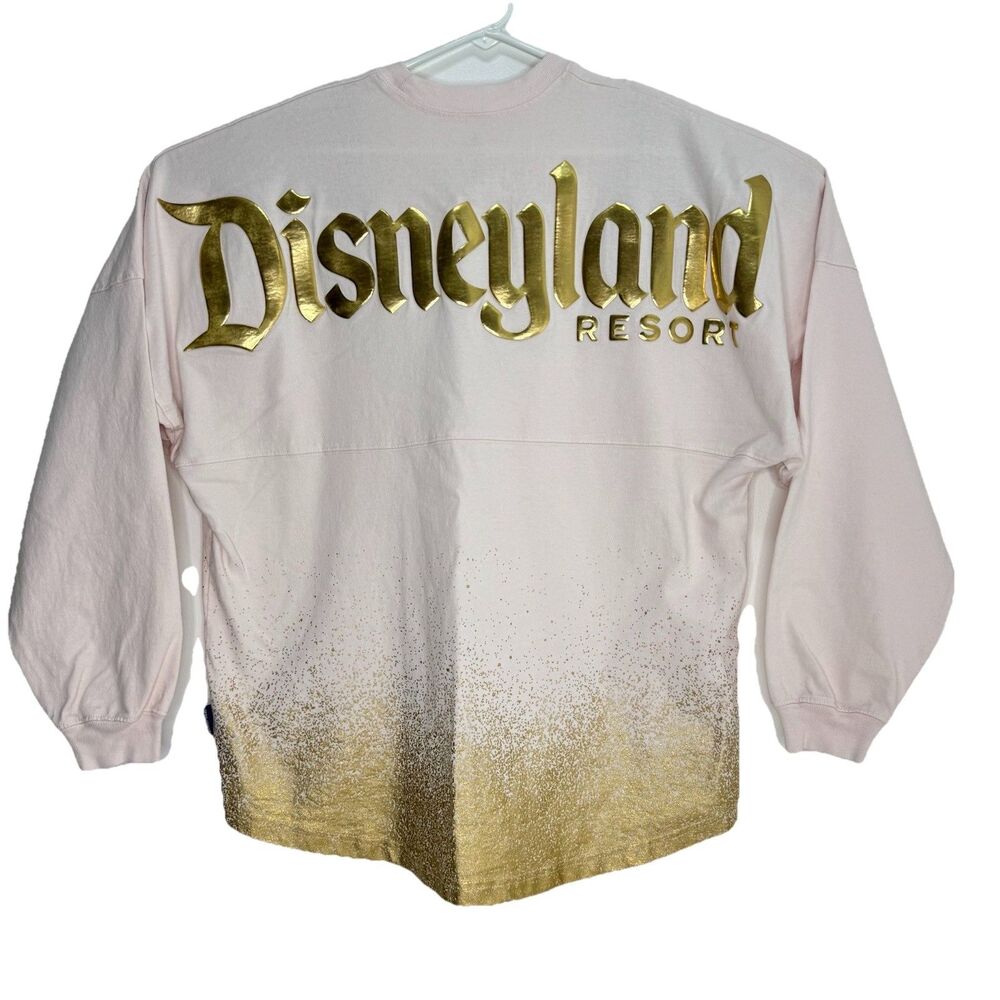 Disney Spirit Jersey Gold Glitter Pink Shirt Womens Sz L Foil Disneyland Puff - Picture 3 of 11